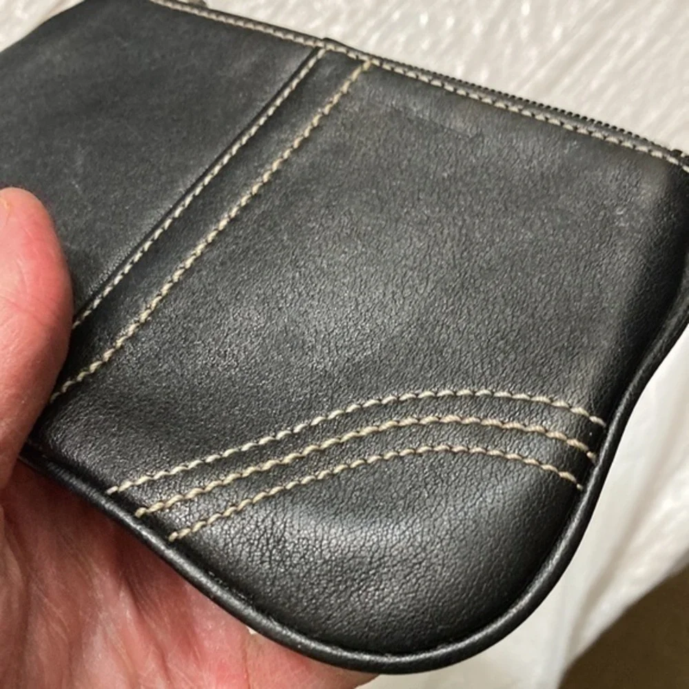 Coach black leather wristlet bag